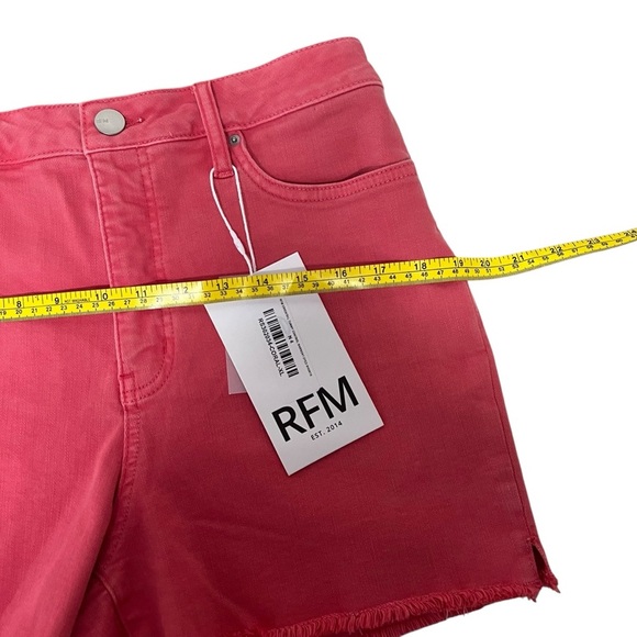 RFM Los Angeles‎ Essential High Waist Raw Hem Denim Shorts Sugar Coral Sz XL NWT - Picture 5 of 13